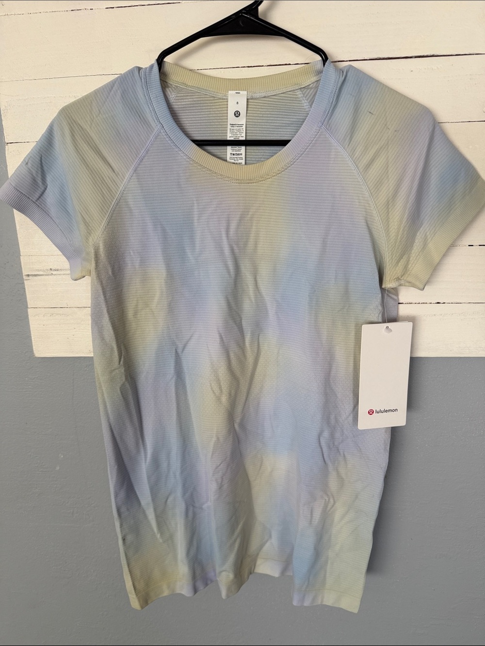 lululemon athletica Pastel Blue, Yellow & Lavender Short Sleeve Tee